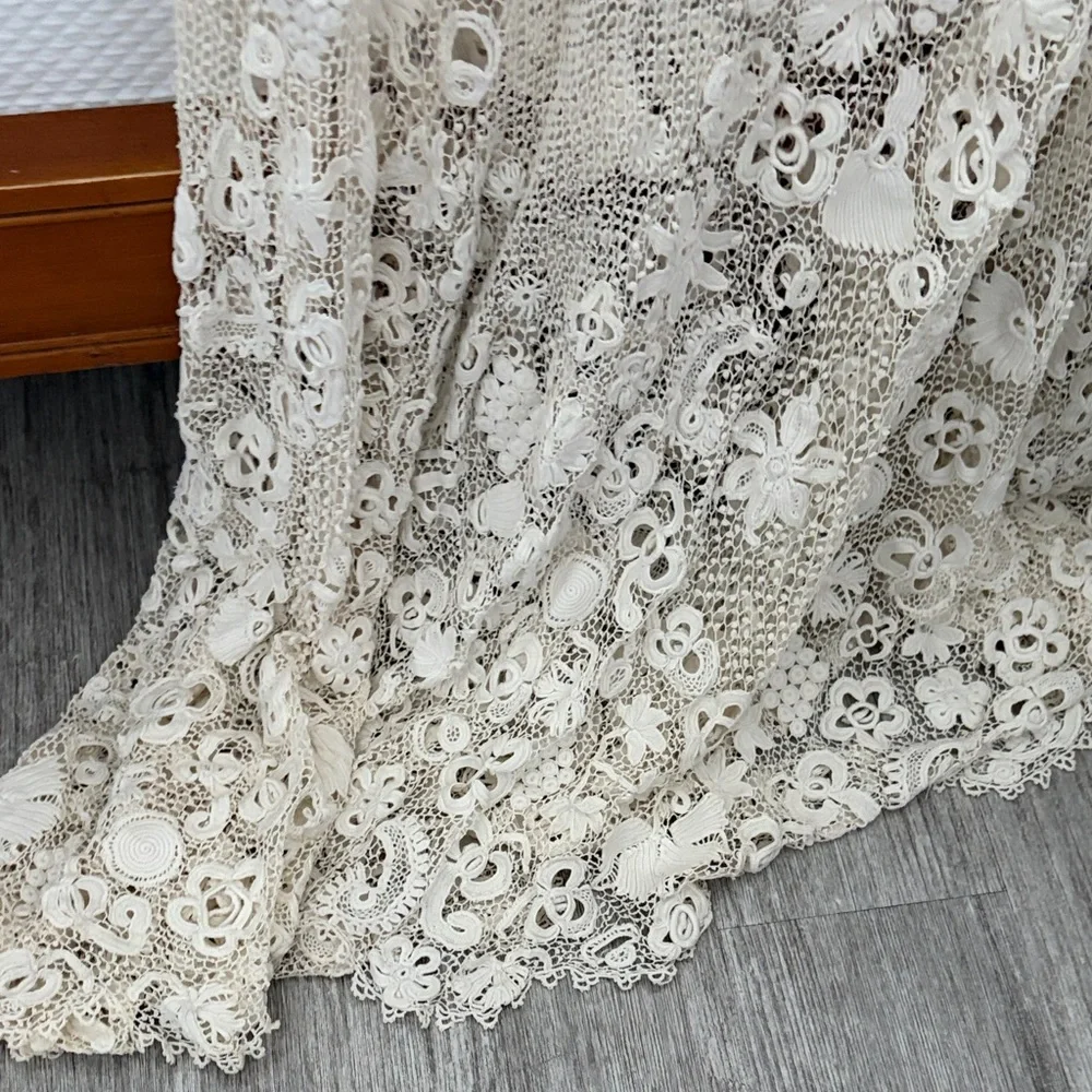 Unique Vintage Cream Lace Maxi Dress - Picture 5 of 6